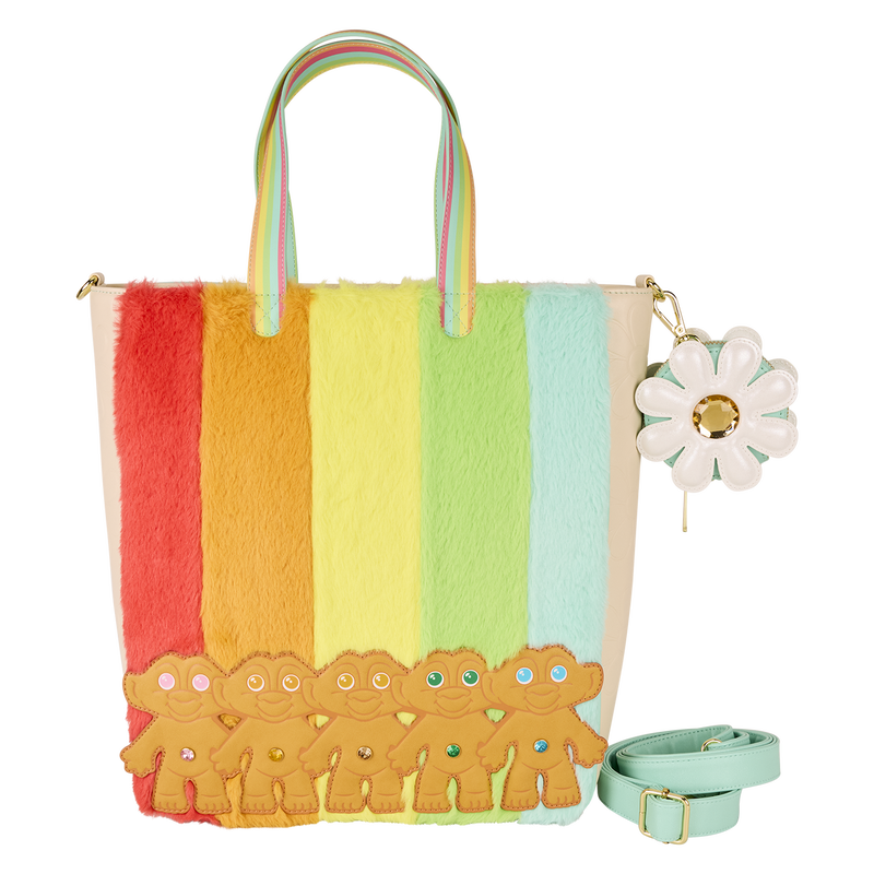 Classic Good Luck Trolls Plush Glitter Tote Crossbody Bag with Coin Bag