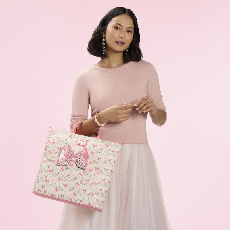 Alternative view of Minnie Mouse Floral All-Over Print Convertible Backpack & Tote Crossbody Bag
